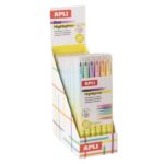 Espositore Apli Duo Highlighter con 10 confezioni da 6 evidenziatori a doppia punta - Ideale per agende