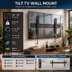 Ewent EW1611 Supporto a muro fisso per TV da 43" a 95" - Peso massimo 60 kg - Inclinabile - Ultra-sottile - Colore nero - immagine 4