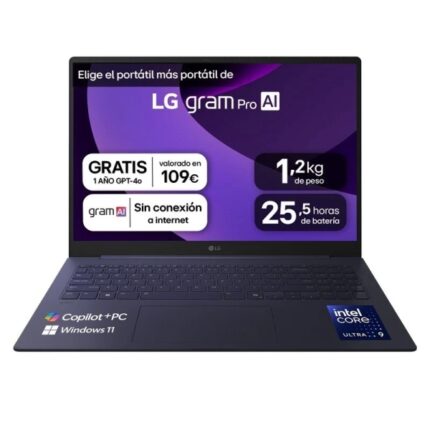 LG Gram 16Z90TS-G.AU99BN Portatile da 16" Intel Core Ultra 9 288V - 32 GB - SSD da 1 TB - WiFi 7 - Windows 11 Home - Colore grigio - Tastiera QWERTY (ES)