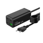 CoolBox Caricabatterie GAN 100W Chargemaster 4 PRO - 3 porte USB-C - 1 porta USB-A - Ricarica rapida 3.0 - Power Delivery - Cavo da 1