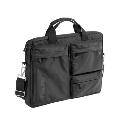 Milan Shadow - Borsa per laptop fino a 17" - Scomparto principale imbottito - 3 tasche esterne - Manici e tracolla - Chiusura con cerniera - Colore: nero