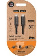 TechOneTech Cavo USB-C maschio - USB-C maschio da 1 m - Rivestito in nylon intrecciato nero