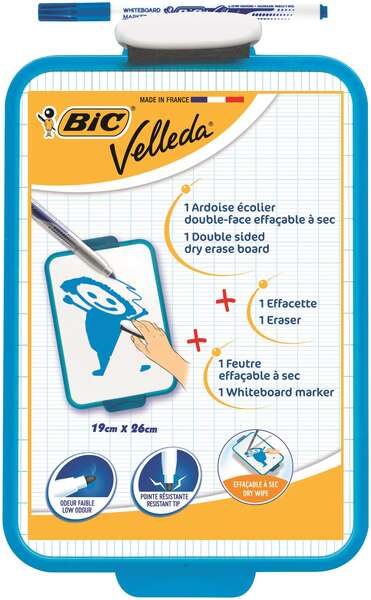 Bic Velleda Pizarra Escolar Dos Superficies Blanca y Milimetrada + 1 Marcador Velleda Azul + 1 Borrador - Dimensiones: 26x19 cm Bic Velleda Pizarra Escolar Dos Superficies Blanca y Milimetrada + 1 Marcador Velleda Azul + 1 Borrador - Dimensiones: 26x19 cm