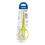 Milan Tijeras Oficina Acid con Cuchilla de Acero Inoxidable - Mango de Plastico Simetrico - Longitud 17cm - Color Amarillo