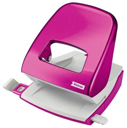 Petrus 62 WOW Taladro Perforador - Hasta 30 Hojas - Marcas de Formato - Punzones 5.5mm - Color Fucsia