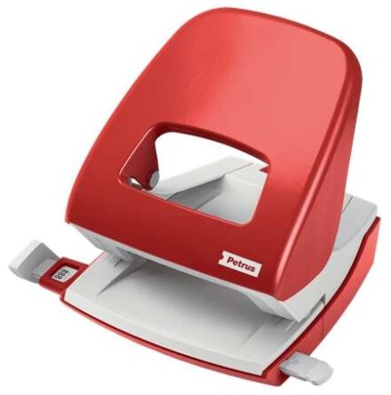 Petrus 62 WOW Taladro Metalico - Hasta 30 Hojas - Marcas de Formato - Facil Vaciado - Punzones 5.5mm - Color Rojo