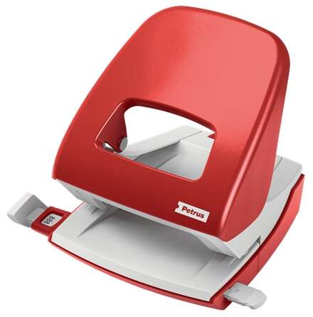 Petrus 62 WOW Taladro Metalico - Hasta 30 Hojas - Marcas de Formato - Facil Vaciado - Punzones 5.5mm - Color Rojo