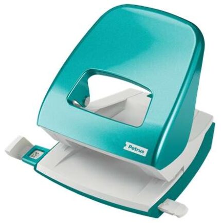 Petrus 62 WOW Taladro Perforador - Hasta 30 Hojas - Marcas de Formato - Punzones 5.5mm - Color Turquesa