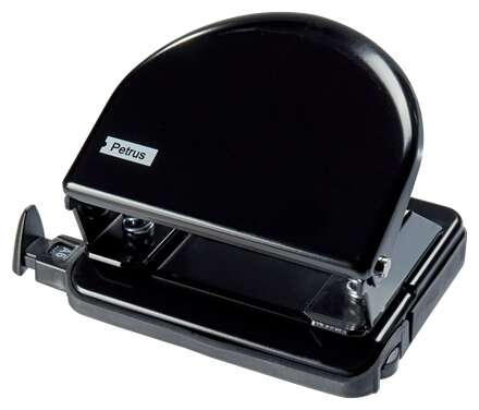 Petrus 52 Taladro Perforador Clasico Metalico - Hasta 20 Hojas - Marcas de Formato - Facil Vaciado - Punzones 5.5mm - Color Negro Petrus 52 Taladro Perforador Clasico Metalico - Hasta 20 Hojas - Marcas de Formato - Facil Vaciado - Punzones 5.5mm - Color Negro