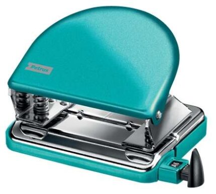 Petrus 52 WOW Taladro Perforador Clasico Metalico - Hasta 20 Hojas - Marcas de Formato - Facil Vaciado - Punzones 5.5mm - Color Turquesa