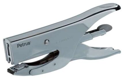 Petrus 222 Grapadora de Tenaza - Hasta 40 Hojas - Grapado Cerrado y Abierto - Diseño Ergonomico - Color Cromado