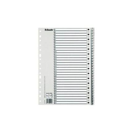 Esselte Indice Numerico de Plastico - Pestañas 1 al 31 - Multitaladro - Formato A4 - Color Gris
