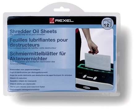Rexel Pack de 12 Hojas Lubricantes para Destructoras Rexel Pack de 12 Hojas Lubricantes para Destructoras