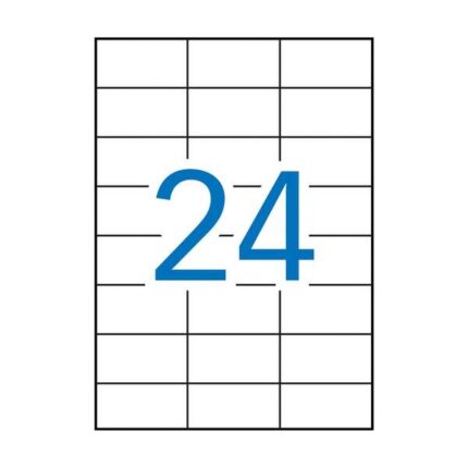 Apli Pack de 2.400 Etiquetas Rectangulares 70x37mm - 100 Hojas por 24 Etiquetas - Adhesivo Permanente - Cantos Rectos - Color Blanco