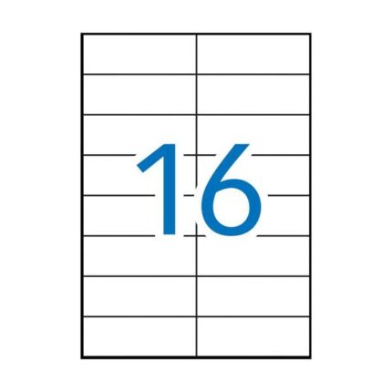 Apli Pack de 1.600 Etiquetas Rectangulares 105x37mm - 100 Hojas por 16 Etiquetas - Adhesivo Permanente - Cantos Rectos - Color Blanco