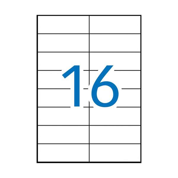 Apli Pack de 1.600 Etiquetas Rectangulares 105x37mm - 100 Hojas por 16 Etiquetas - Adhesivo Permanente - Cantos Rectos - Color Blanco