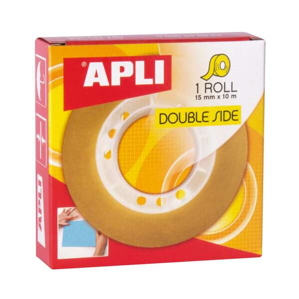 Apli Cinta Adhesiva de Doble Cara 15 mm x 10 m - Transparente Apli Cinta Adhesiva de Doble Cara 15 mm x 10 m - Transparente