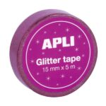 Apli Expositor con 60 Cintas Adhesivas Glitter Opacas 15 mm x 5 m - Facil de Cortar - Colores Surtidos - immagine 2