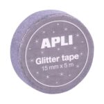 Apli Expositor con 60 Cintas Adhesivas Glitter Opacas 15 mm x 5 m - Facil de Cortar - Colores Surtidos - immagine 3