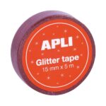 Apli Expositor con 60 Cintas Adhesivas Glitter Opacas 15 mm x 5 m - Facil de Cortar - Colores Surtidos - immagine 4