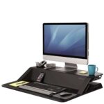 Fellowes Sit-Stand Lotus Estación de Trabajo - 22 Ajustes en Altura - Ofrece una Maxima Estabilidad - Dos Amplias Superficies - Color Negro - immagine 2