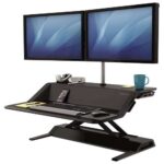 Fellowes Sit-Stand Lotus Estación de Trabajo - 22 Ajustes en Altura - Ofrece una Maxima Estabilidad - Dos Amplias Superficies - Color Negro - immagine 3