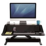 Fellowes Sit-Stand Lotus Estación de Trabajo - 22 Ajustes en Altura - Ofrece una Maxima Estabilidad - Dos Amplias Superficies - Color Negro - immagine 4