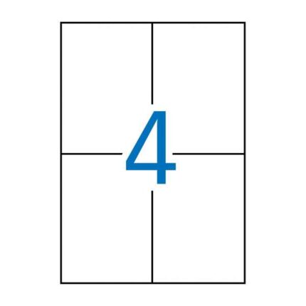 Apli Pack de 400 Etiquetas Removibles 105x148mm - 100 Hojas x 4 Etiquetas - Cantos Rectos - Permite Retirar sin Dejar Rastro - Color Blanco