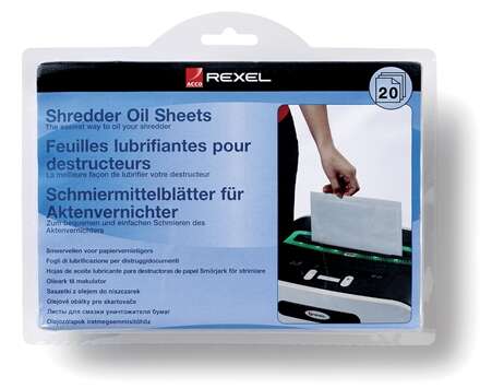 Rexel Pack de 20 Hojas Lubricantes para Destructoras Rexel Pack de 20 Hojas Lubricantes para Destructoras
