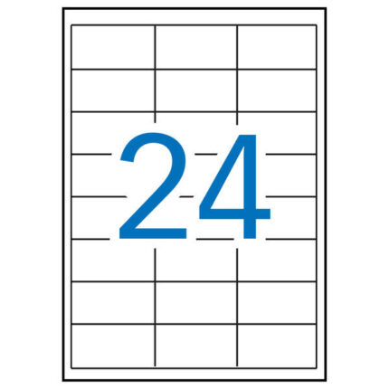 Apli Pack de 12.000 Etiquetas Rectangulares 64.6x33.8mm - 500 Hojas por 24 Etiquetas - Adhesivo Permanente - Cantos Rectos - Color Blanco