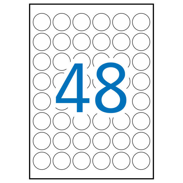Apli Pack de 1.200 Etiquetas Redondas Ø 30mm - 25 Hojas por 48 Etiquetas - Adhesivo Permanente - Color Blanco