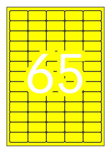 Apli Pack de 1.300 Etiquetas Amarillo Fluorescente 38.1x21.2mm - 20 Hojas x 65 Etiquetas - Adhesivo Permanente - Cantos Rectos