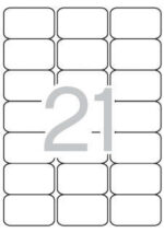 Apli Pack con 420 Etiquetas Rectangulares Translucidas Resistentes Intemperie 63.5x38.1mm - 20 Hojas por 21 Etiquetas - Cantos Romos - Adhesivo Permanente - Translucidas