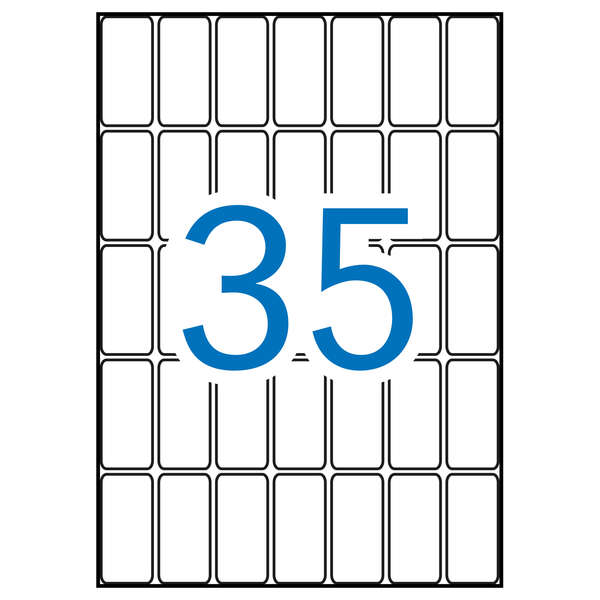 Apli Pack de 525 Etiquetas Rectangulares 18x40mm - 15 Hojas A5 por 35 Etiquetas - Adhesivo Permanente - Cantos Romos - Color Blanco