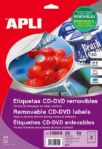 Apli Etiquetas CD/DVD Removibles Tamaño Mega Mate 25 Hojas I/L/C - immagine 2