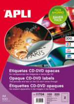 Apli Etiquetas CD/DVD Permanentes Tamaño Mega Dorso Opaco 100 Hojas I/L/C - immagine 2