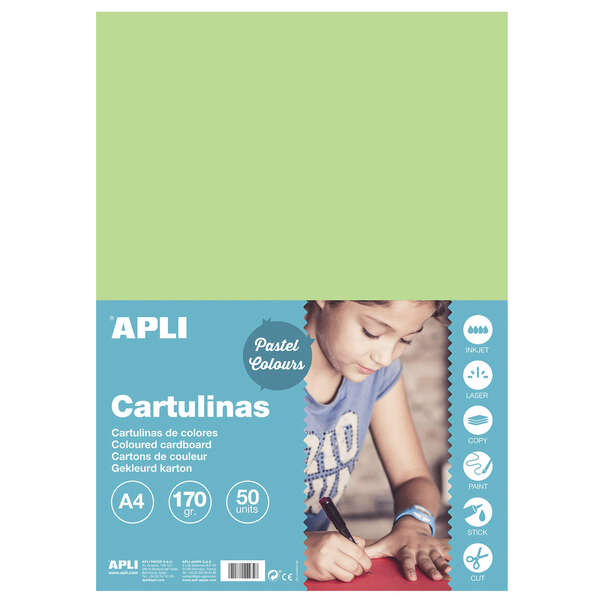 Apli Cartulina Verde Claro A4 170g 50 Hojas Apli Cartulina Verde Claro A4 170g 50 Hojas