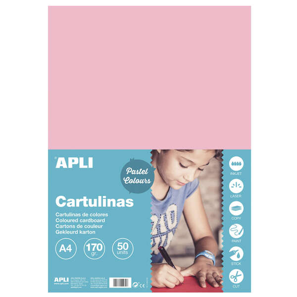 Apli Cartulina Rosa A4 170g 50 Hojas Apli Cartulina Rosa A4 170g 50 Hojas