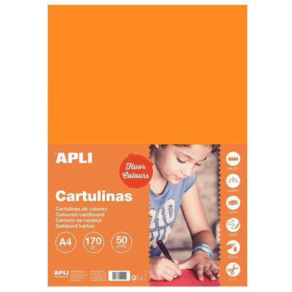 Apli Cartulina Naranja Fluorescente A4 170g 50 Hojas Apli Cartulina Naranja Fluorescente A4 170g 50 Hojas