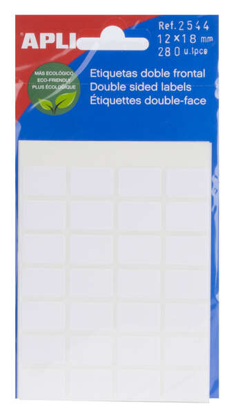 Apli Etiquetas Doble Frontal Blancas 12.0 x 18.0mm