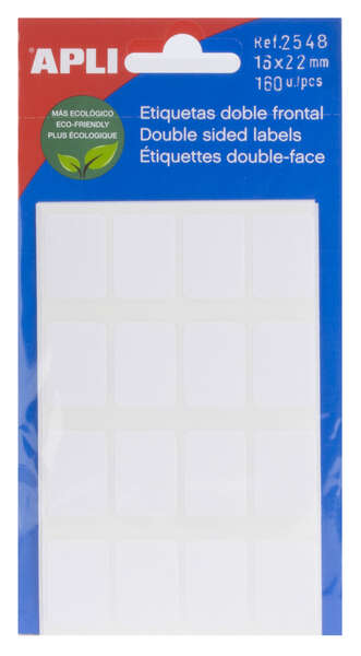 Apli Etiquetas Doble Frontal Blancas 16.0 x 22.0mm