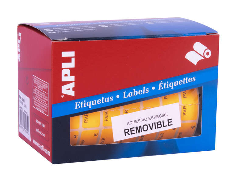 Apli Rollo Etiquetas PVP Naranja Fluorescente Removibles 12.0 x 18.0mm Apli Rollo Etiquetas PVP Naranja Fluorescente Removibles 12.0 x 18.0mm