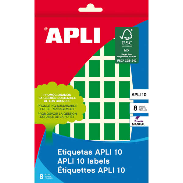 Apli Etiquetas 10 Verdes 12 x 18mm 8 Hojas Apli Etiquetas 10 Verdes 12 x 18mm 8 Hojas