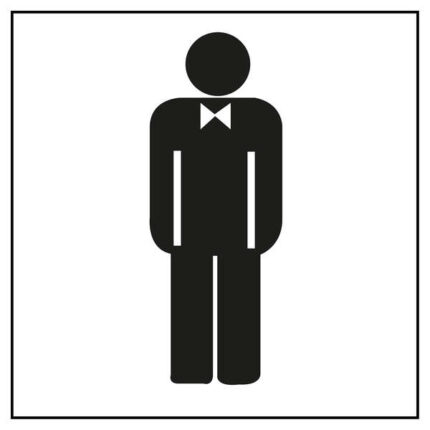 Apli Pegatina en PVC para Señalizacion de Lavabo Caballeros - Medidas 114x114mm - Adhesivo Permanente - Dibujo Negro sobre Fondo Blanco