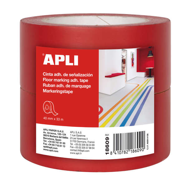 Apli Cinta de Señalizacion Adhesiva PVC 40x33mm 160Μm - Desbobinado Silencioso - Adhesivo Solvente - Resistente a Rayos UV Apli Cinta de Señalizacion Adhesiva PVC 40x33mm 160Μm - Desbobinado Silencioso - Adhesivo Solvente - Resistente a Rayos UV