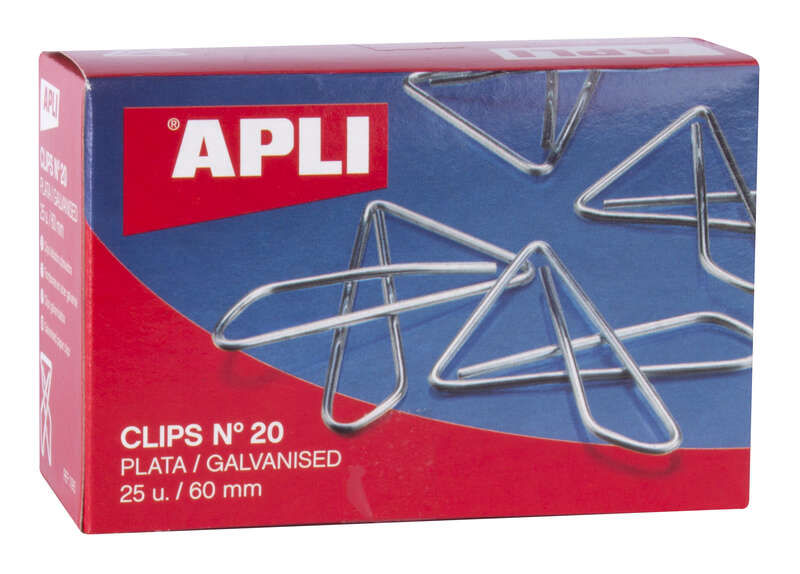 Apli Clips Mariposa Alambre Nº 20 (60mm) Acabado Galvanizado/Plata - Brilloso - 25 Unidades por Caja