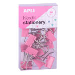 Apli Pinzas de Palas Abatibles 19mm - Clips de Acero Templado en Colores Pastel - Asas en Acabado Niquel - 15 Pinzas por Caja - 12 Cajas (3 por Color) - Eurohole para Colgar - Sujecion Óptima Hasta 50 Hojas - Disponibles en 4 Colores Nordik - immagine 2