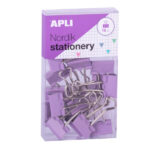 Apli Pinzas de Palas Abatibles 19mm - Clips de Acero Templado en Colores Pastel - Asas en Acabado Niquel - 15 Pinzas por Caja - 12 Cajas (3 por Color) - Eurohole para Colgar - Sujecion Óptima Hasta 50 Hojas - Disponibles en 4 Colores Nordik - immagine 4