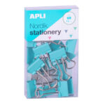 Apli Pinzas de Palas Abatibles 19mm - Clips de Acero Templado en Colores Pastel - Asas en Acabado Niquel - 15 Pinzas por Caja - 12 Cajas (3 por Color) - Eurohole para Colgar - Sujecion Óptima Hasta 50 Hojas - Disponibles en 4 Colores Nordik - immagine 5
