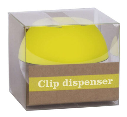 Apli Fluor Collection Dispensador de Clips - Ø 70x60 mm - Tapa Magnetica "Soft Touch" - Incluye 50 Clips Amarillo Fluorescente 28 mm